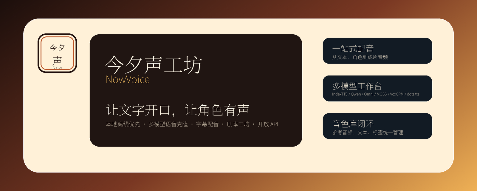 今夕声工坊 NowVoice,让文字开口,让角色有声